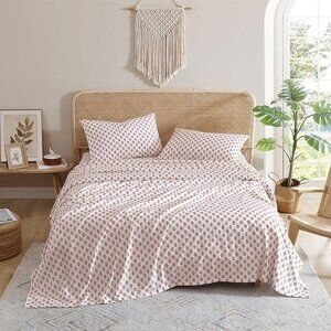 🆕King Bed Sheet White Medium Weight Matching Pillowcases Soft & Wrinkle Bed Set